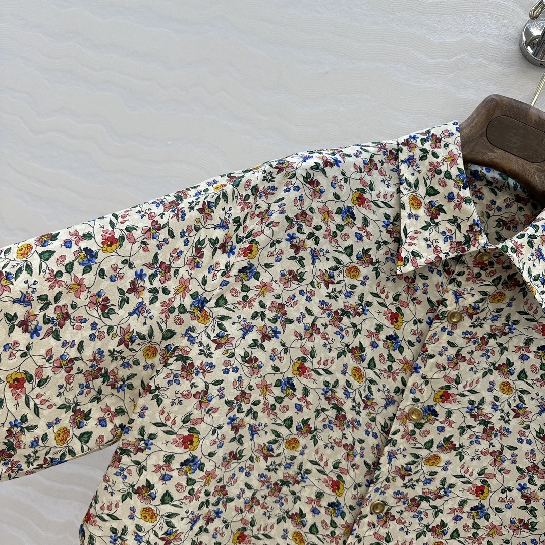 独家首发❤️高端原单品质❤️lP🆕高智感老钱风穿搭！25秋冬 南法风情高级感印花真丝衬衫，100%真丝双