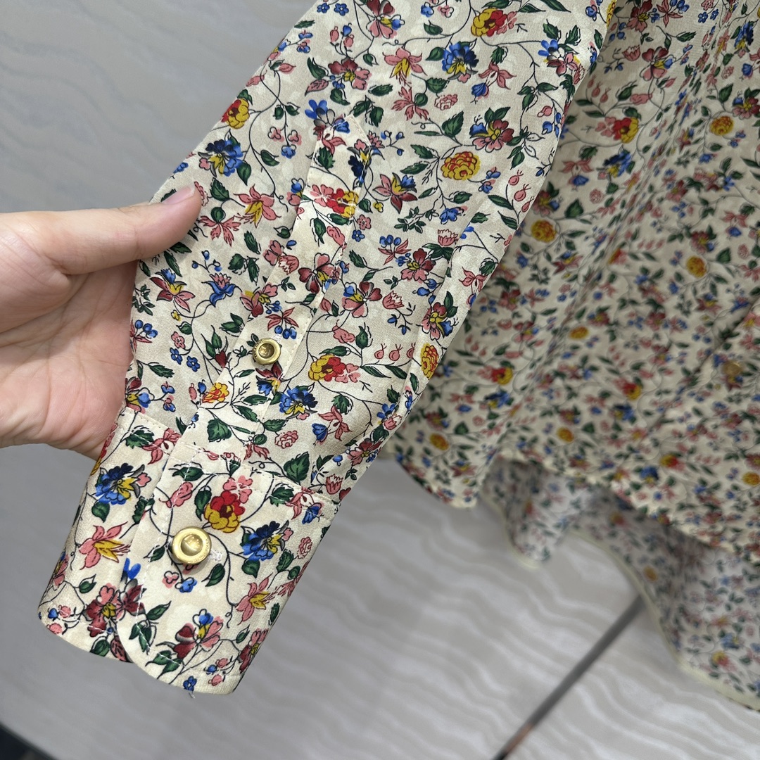 独家首发❤️高端原单品质❤️lP🆕高智感老钱风穿搭！25秋冬 南法风情高级感印花真丝衬衫，100%真丝双