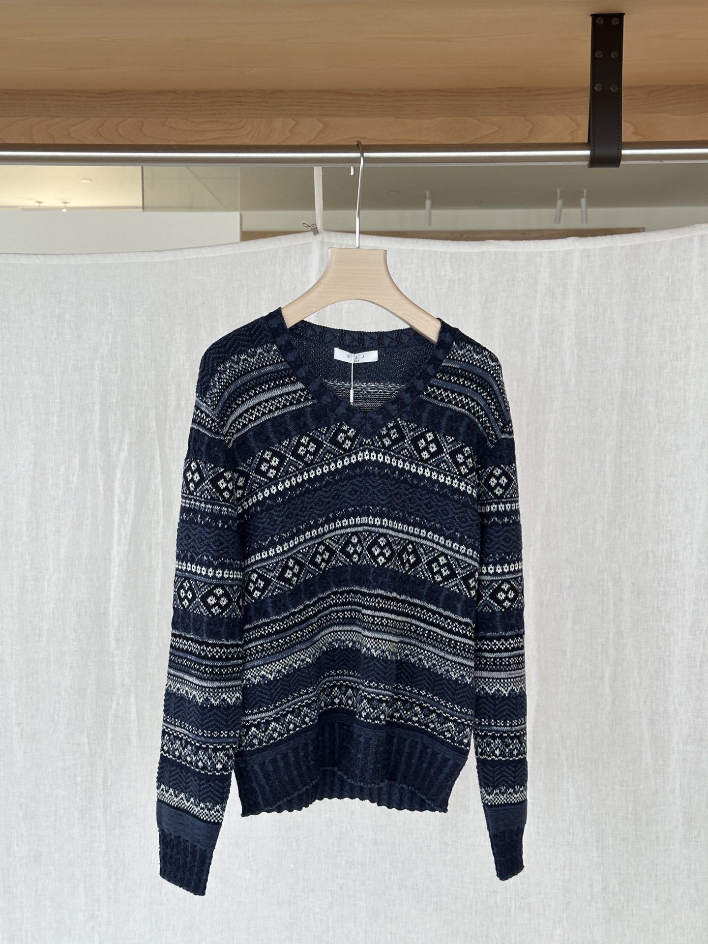 NO:517380,YS ｜ NEW ARRIVALS RL Fair Island Series Navy Blue White Fashionable and Premium SML, alexander wang19860909YS ｜ NEW ARRIVALS RL费尔岛系列 藏青拼白色 时髦高级 SML,,alexander wang,Women's clothing