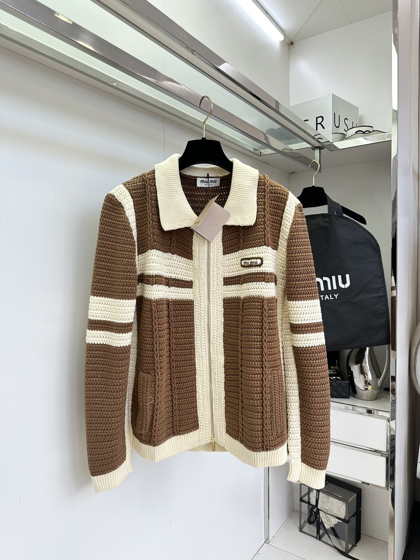 25 w 缪缪拉链针织外套 撞色设计狠高级 ²●SIZE s m l ●