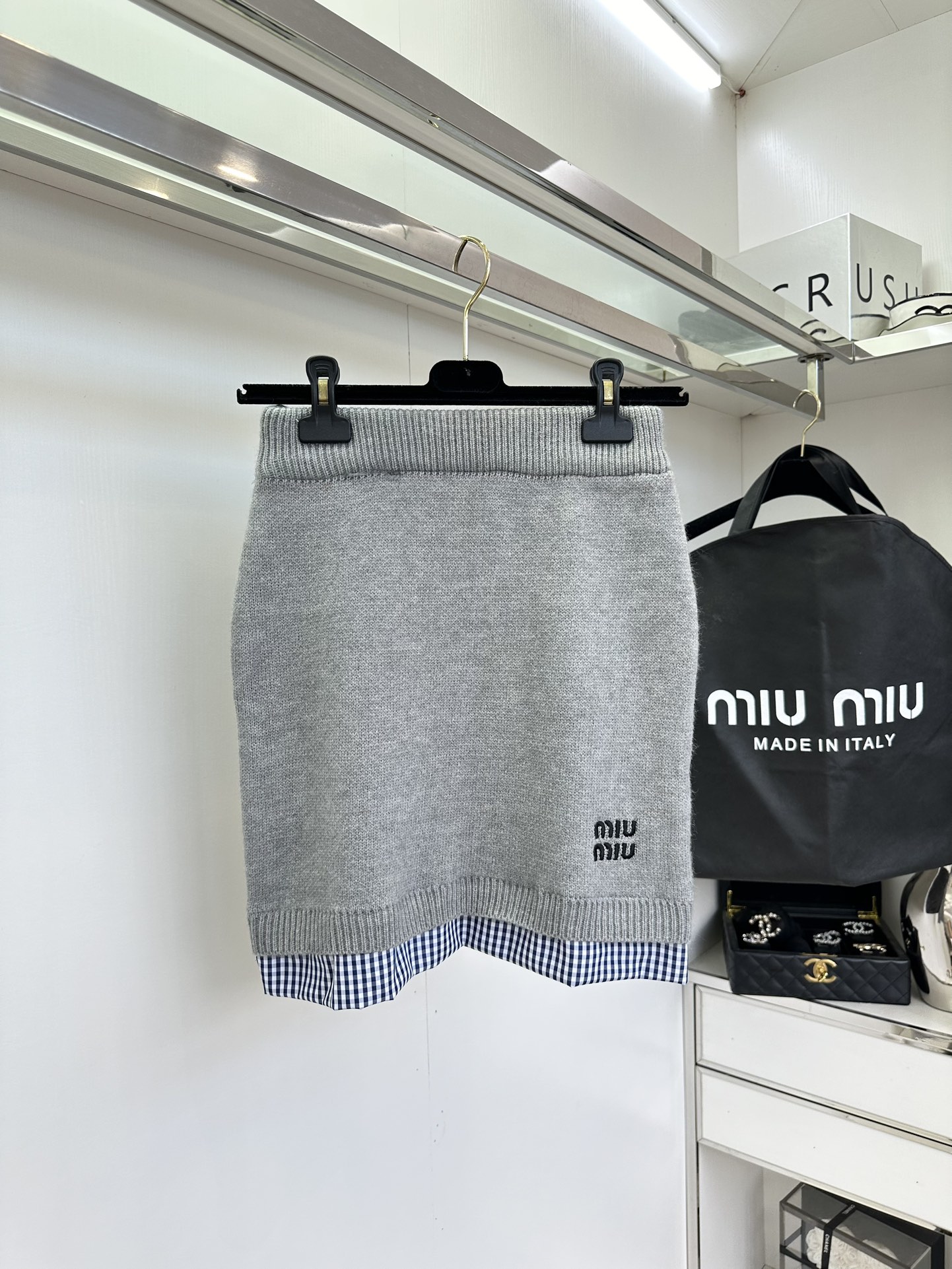 25 w 缪缪拼格子翻领套头 套装 棉质混合材质 软软糯糯的 ² /套●SIZE s m l ●