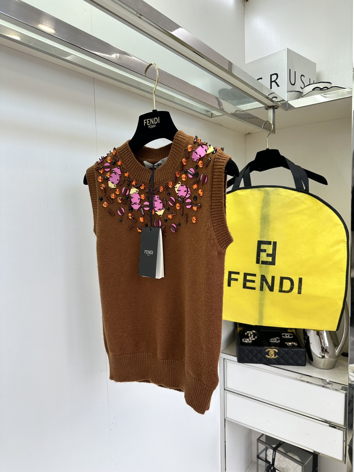 Fendi Hand-Embellished Knit Tank Top with Shell Sequins 4 i1758810586 3558 2