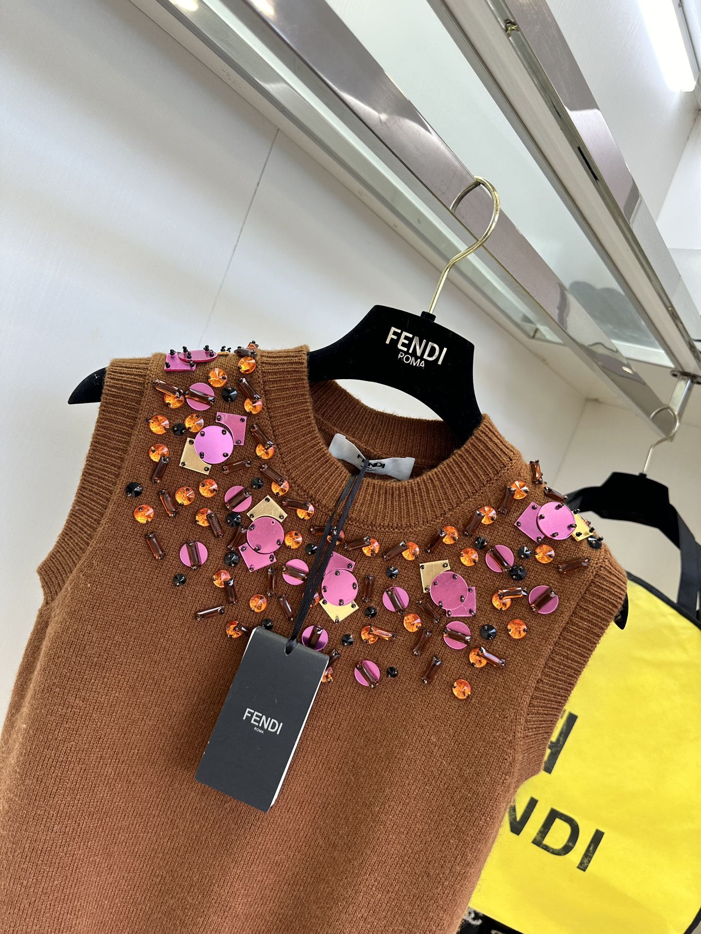 Fendi Hand-Embellished Knit Tank Top with Shell Sequins 5 i1758810586 58 3
