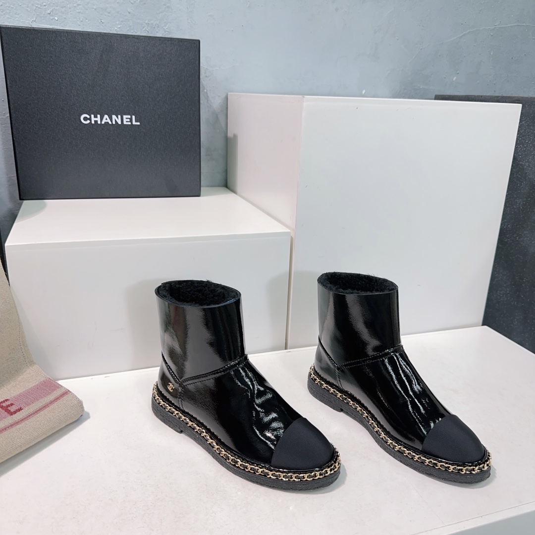 Chanel Chanel 25ss otoño e invierno cadena clásica pequeño cigarrillo fondo quemado botas de nieve cálidas de lana de c…