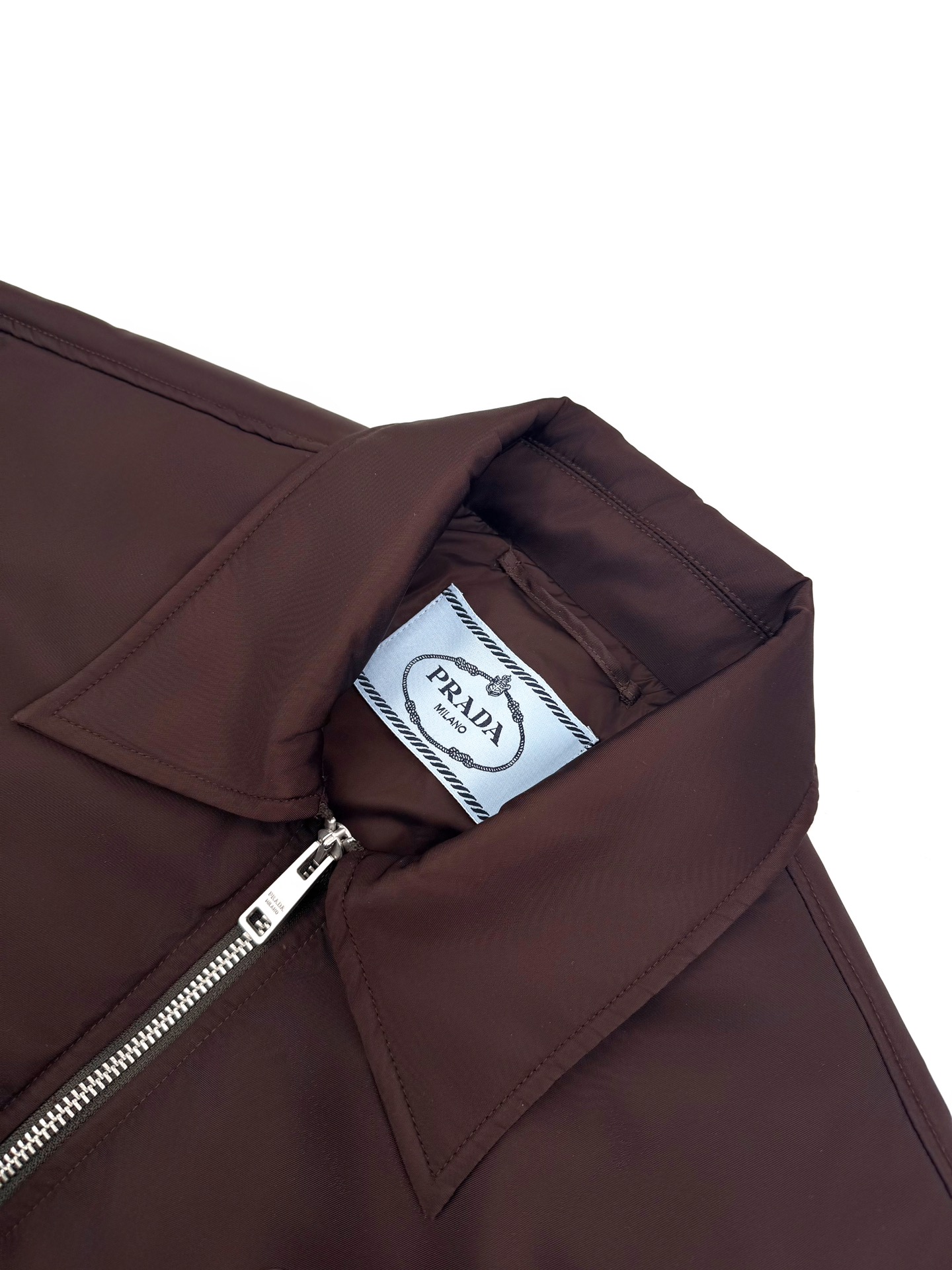 Prada Dark Brown Nylon Blouson Jacket with Triangle Logo and Zip Pockets 4 i1758819961 9418 3