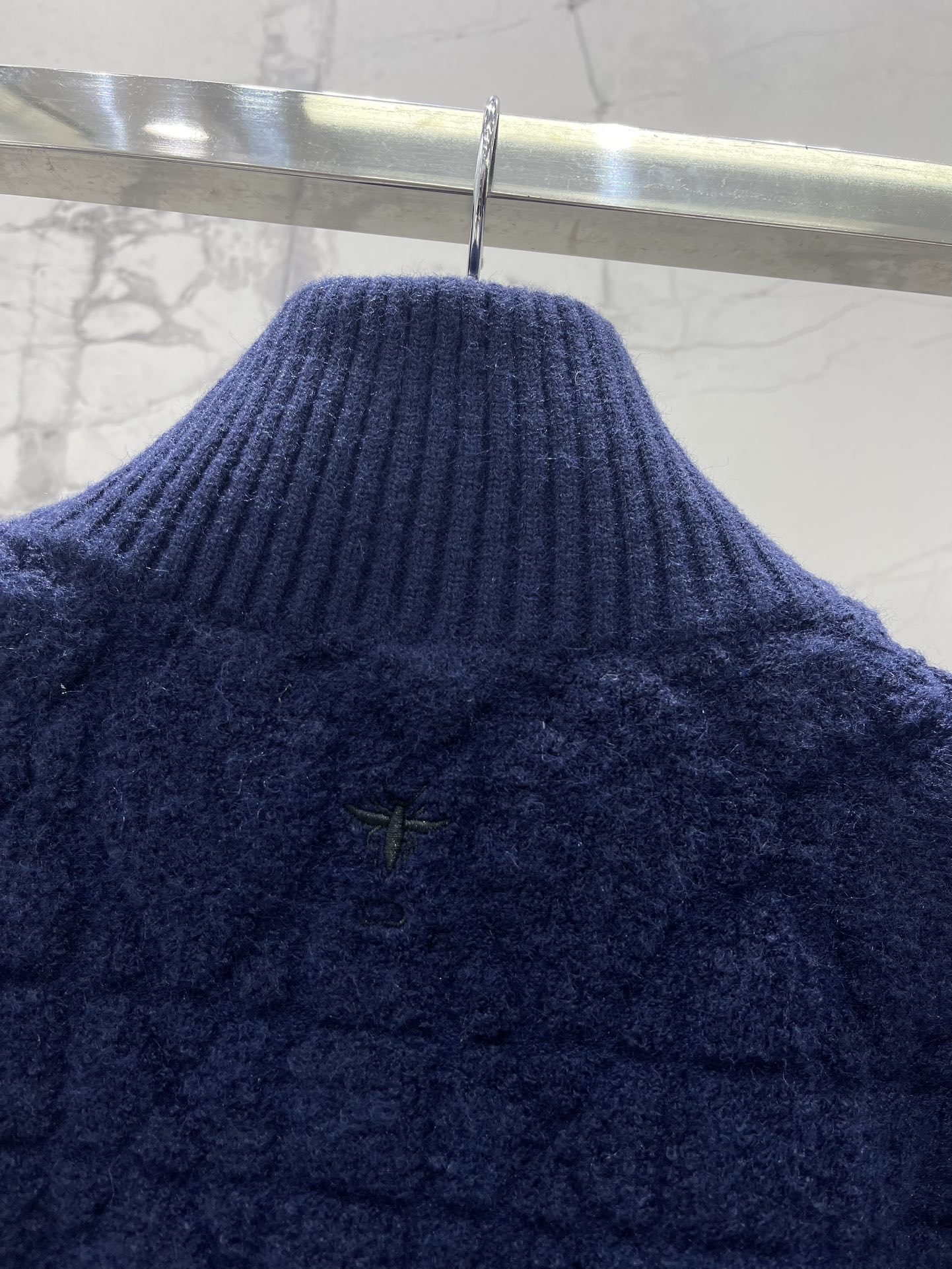 𝗗𝗜𝗢𝗥* 迪家新款罗纹高领图案羊毛混纺针织拉链开衫💫【一眼沦陷の神仙配色】雾霾蓝调像把融化的芝士奶盖裹