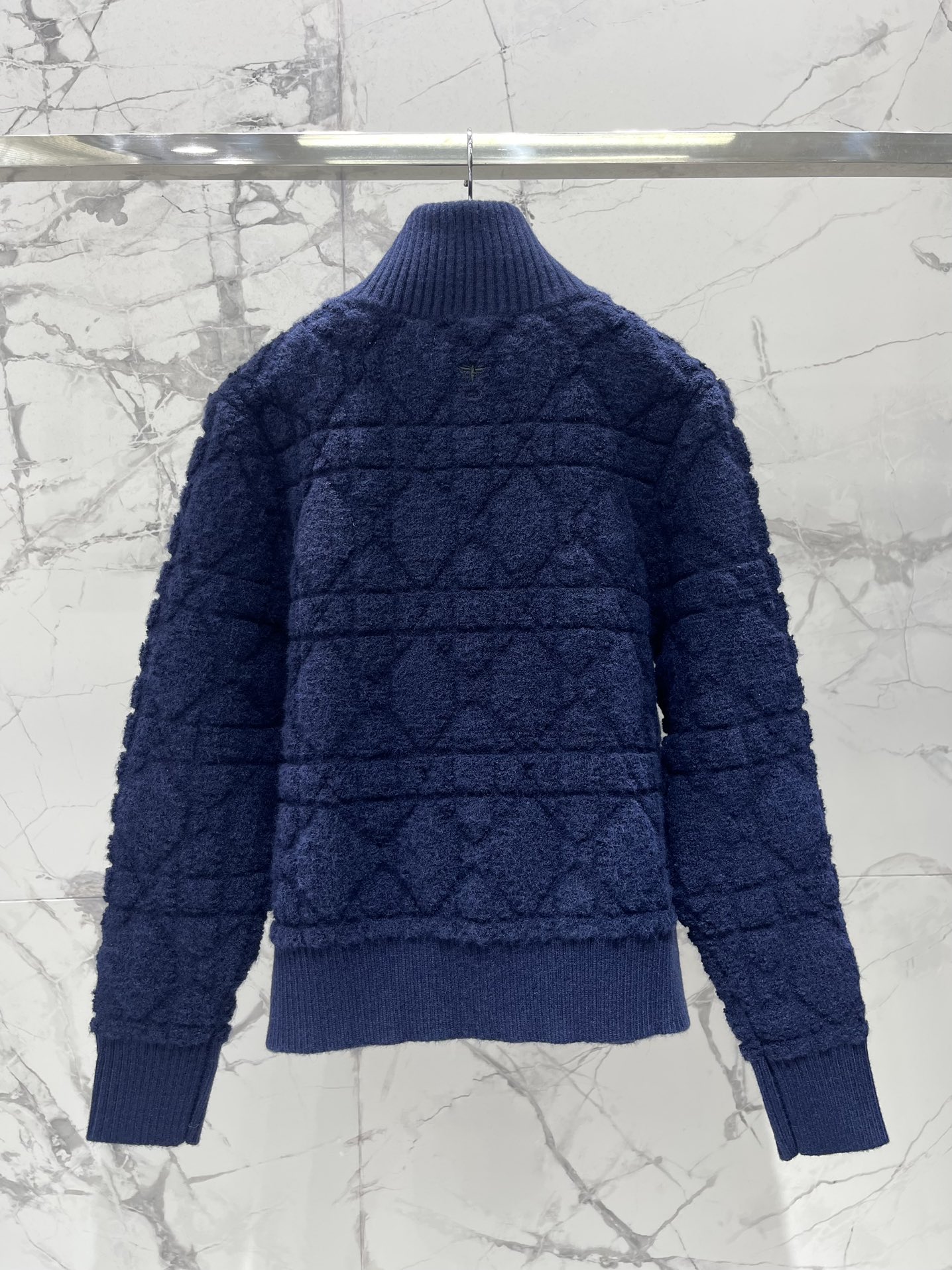 𝗗𝗜𝗢𝗥* 迪家新款罗纹高领图案羊毛混纺针织拉链开衫💫【一眼沦陷の神仙配色】雾霾蓝调像把融化的芝士奶盖裹