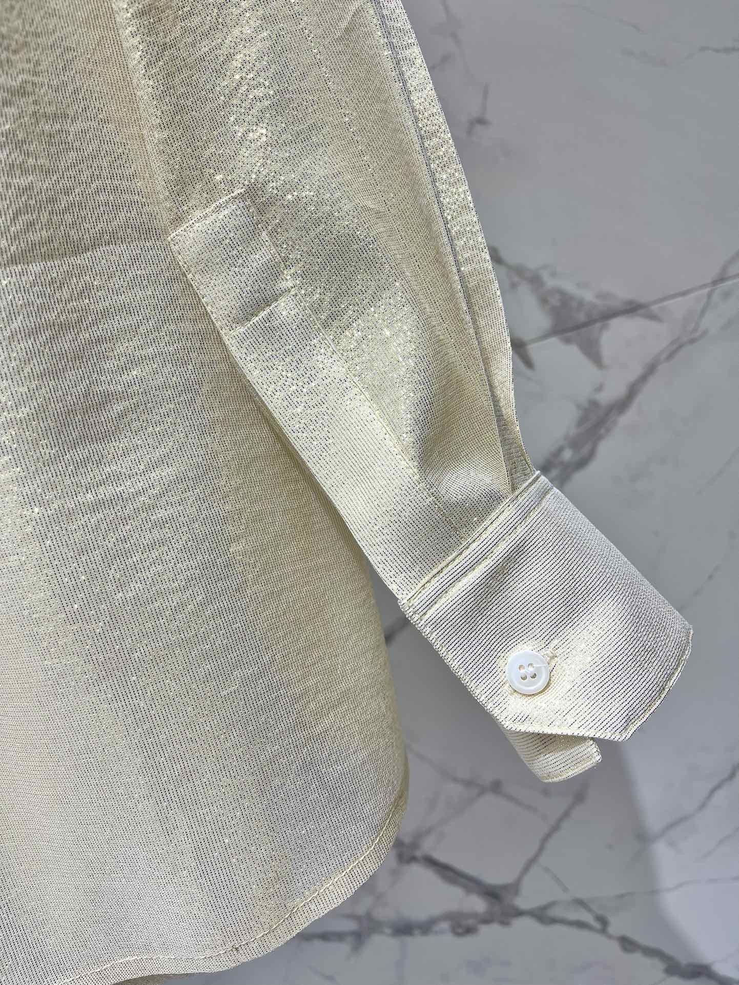 Yves Saint Laurent Gold Thread Silk Shirt - Elegant and Luxurious 8 i1758876483 1687 6