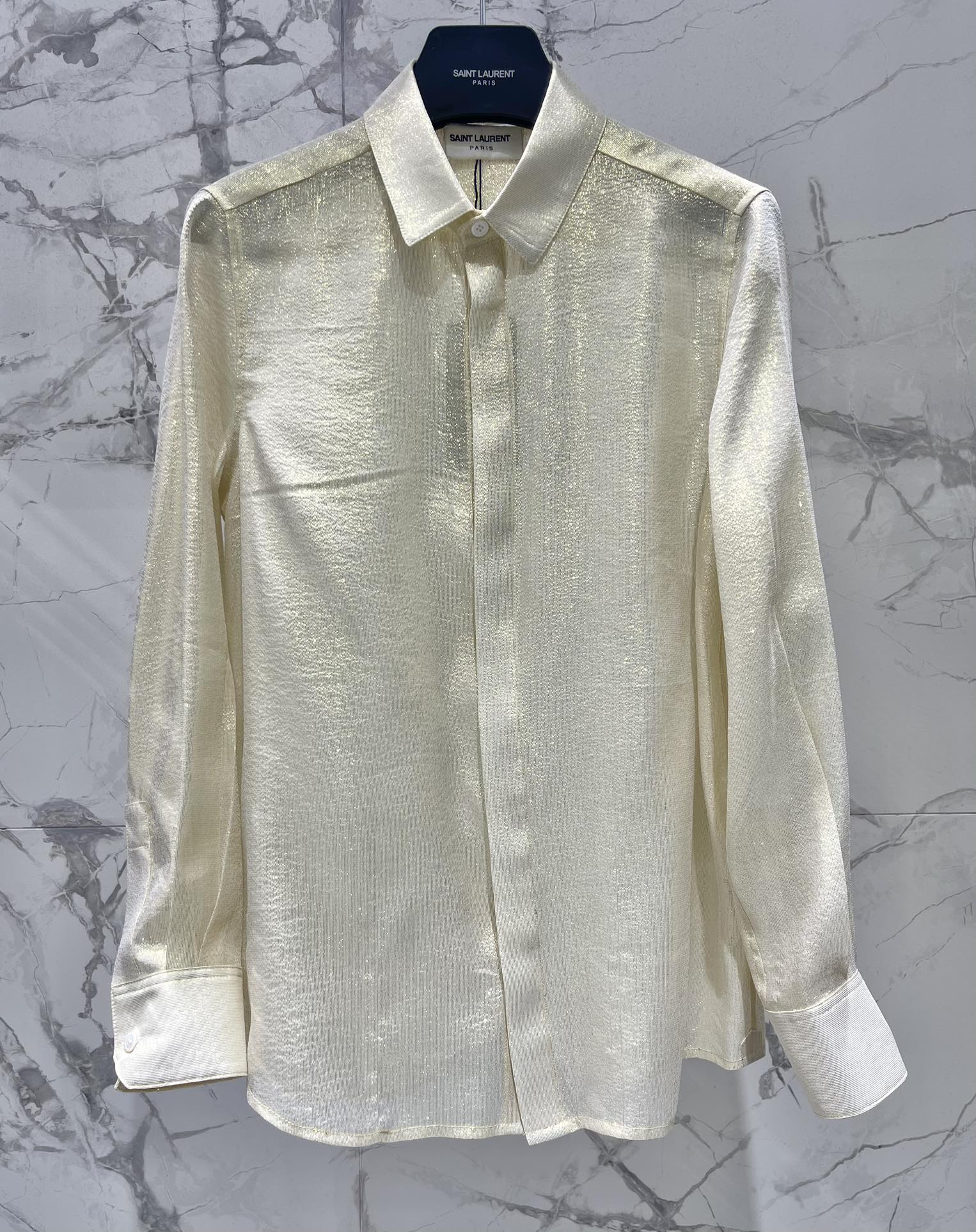 Yves Saint Laurent Gold Thread Silk Shirt - Elegant and Luxurious 3 i1758876483 6191 1