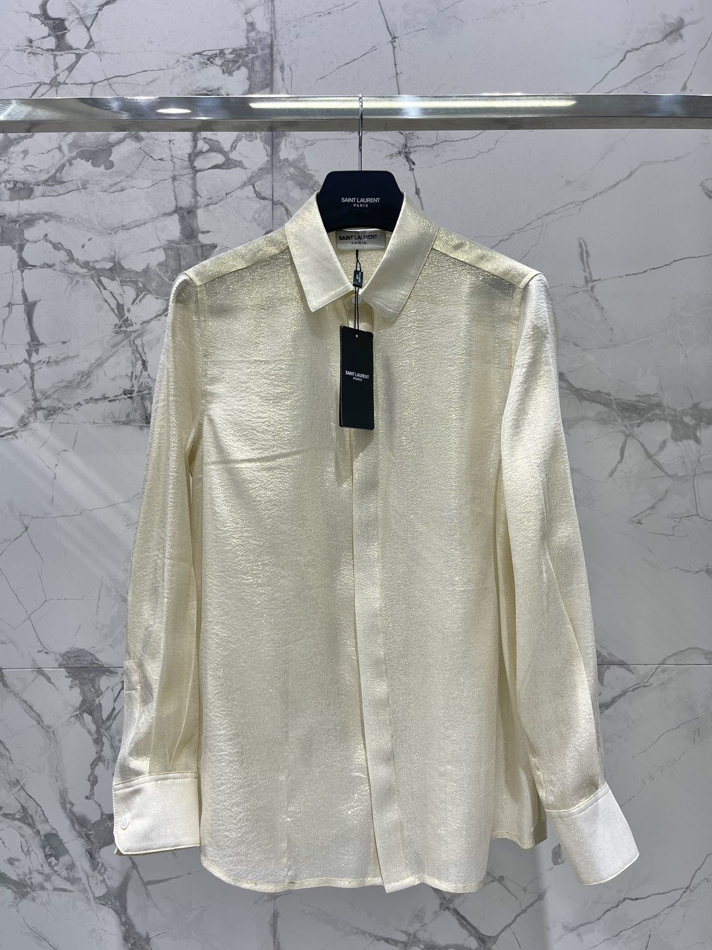 Yves Saint Laurent Gold Thread Silk Shirt - Elegant and Luxurious 2 i1758876483 6265 0
