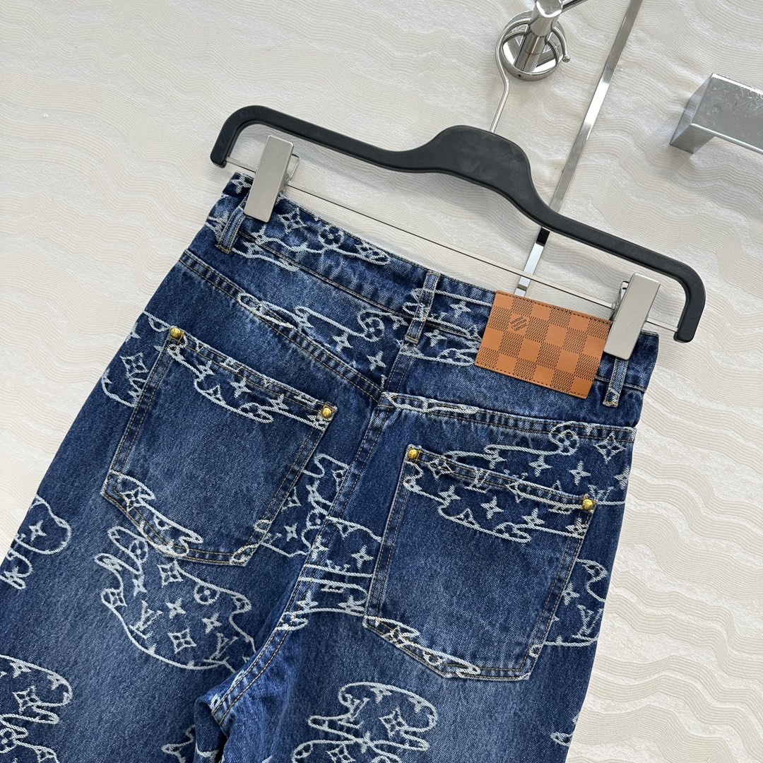独家首发❤️ 爆单推荐，L联名Nigo，MONOGRAM云朵⛅️提花logo牛仔长裤！经典直筒裤型时髦又