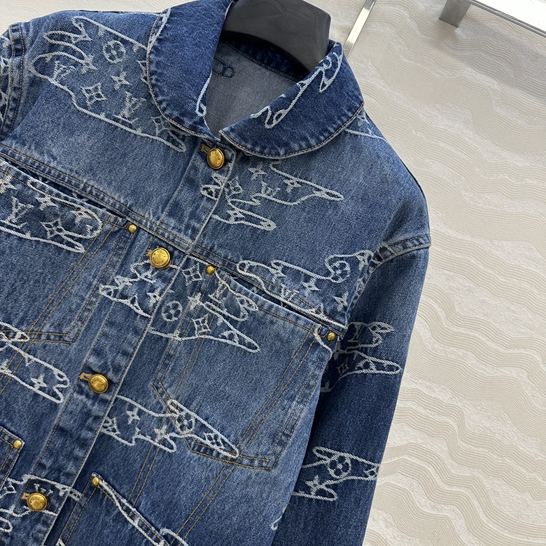 独家首发❤️ 爆单推荐，L联名Nigo，MONOGRAM云朵⛅️提花logo牛仔夹克外套！彼得潘小领经典