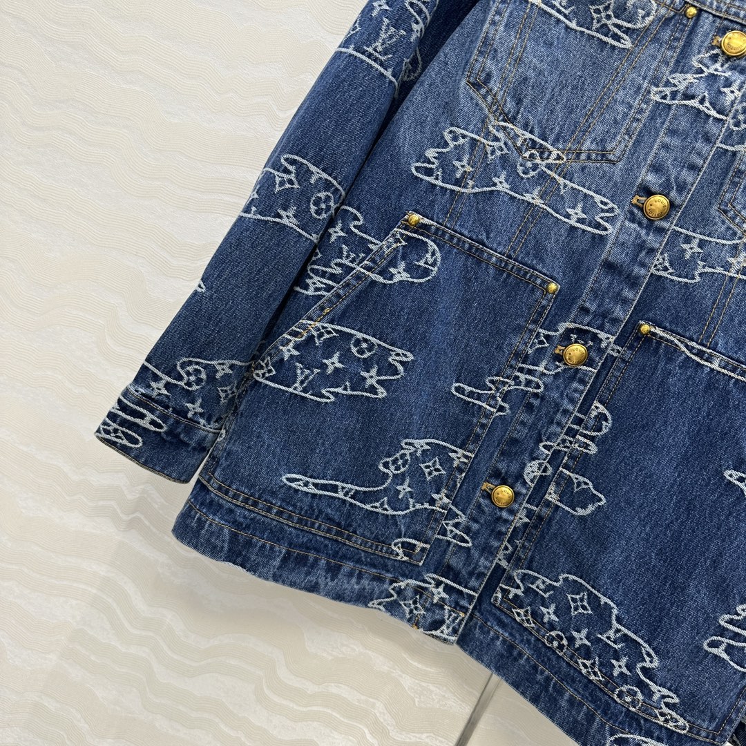 独家首发❤️ 爆单推荐，L联名Nigo，MONOGRAM云朵⛅️提花logo牛仔夹克外套！彼得潘小领经典