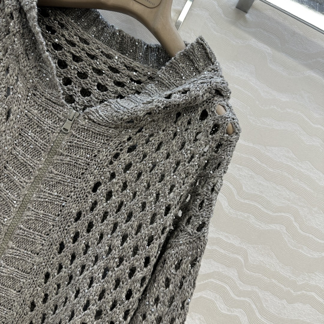 独家首发🍒高端原单品质！行走的高定 BC高智感穿搭！超重工的刺绣珠片钩花连帽针织外套⚠️徳国进口机打造编