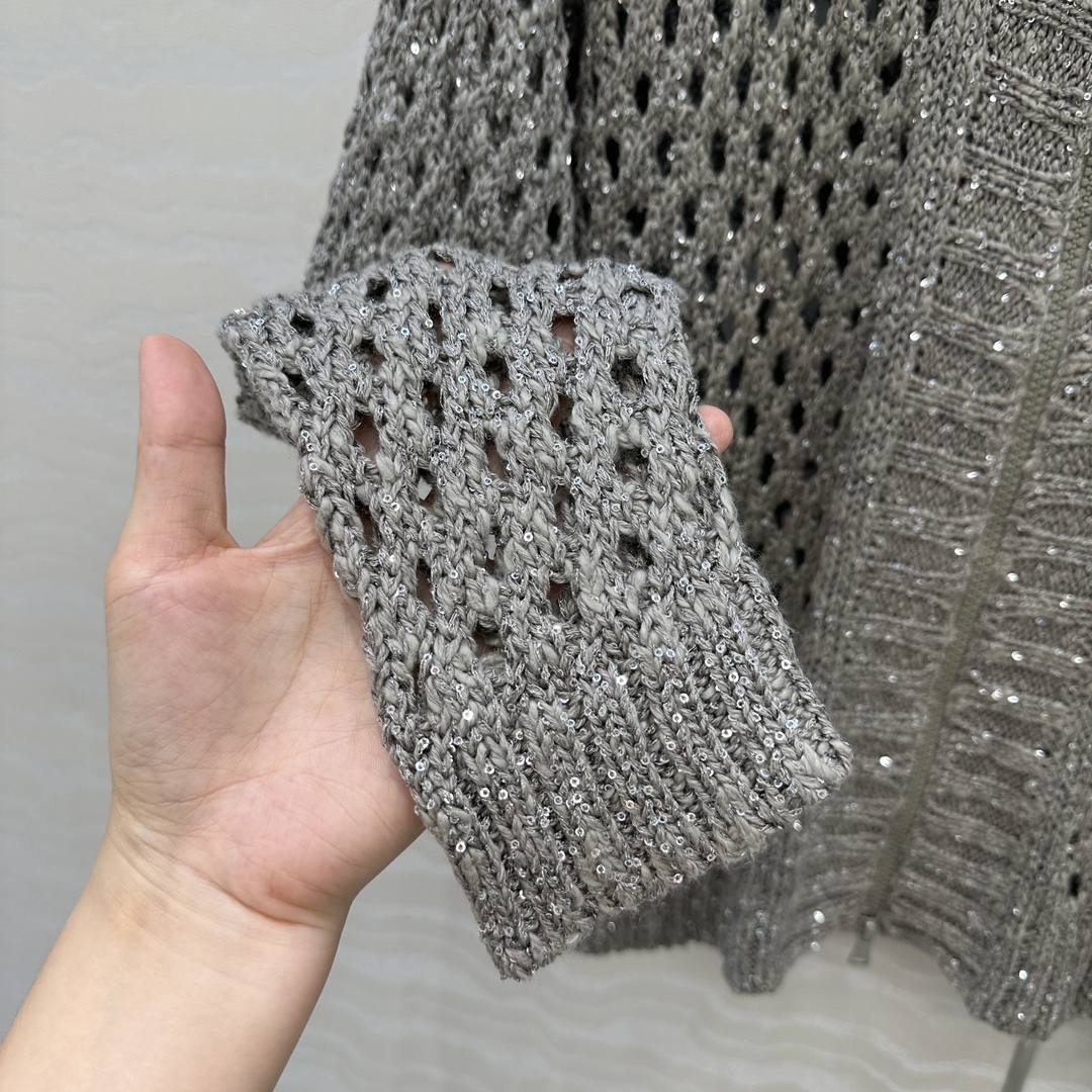 独家首发🍒高端原单品质！行走的高定 BC高智感穿搭！超重工的刺绣珠片钩花连帽针织外套⚠️徳国进口机打造编