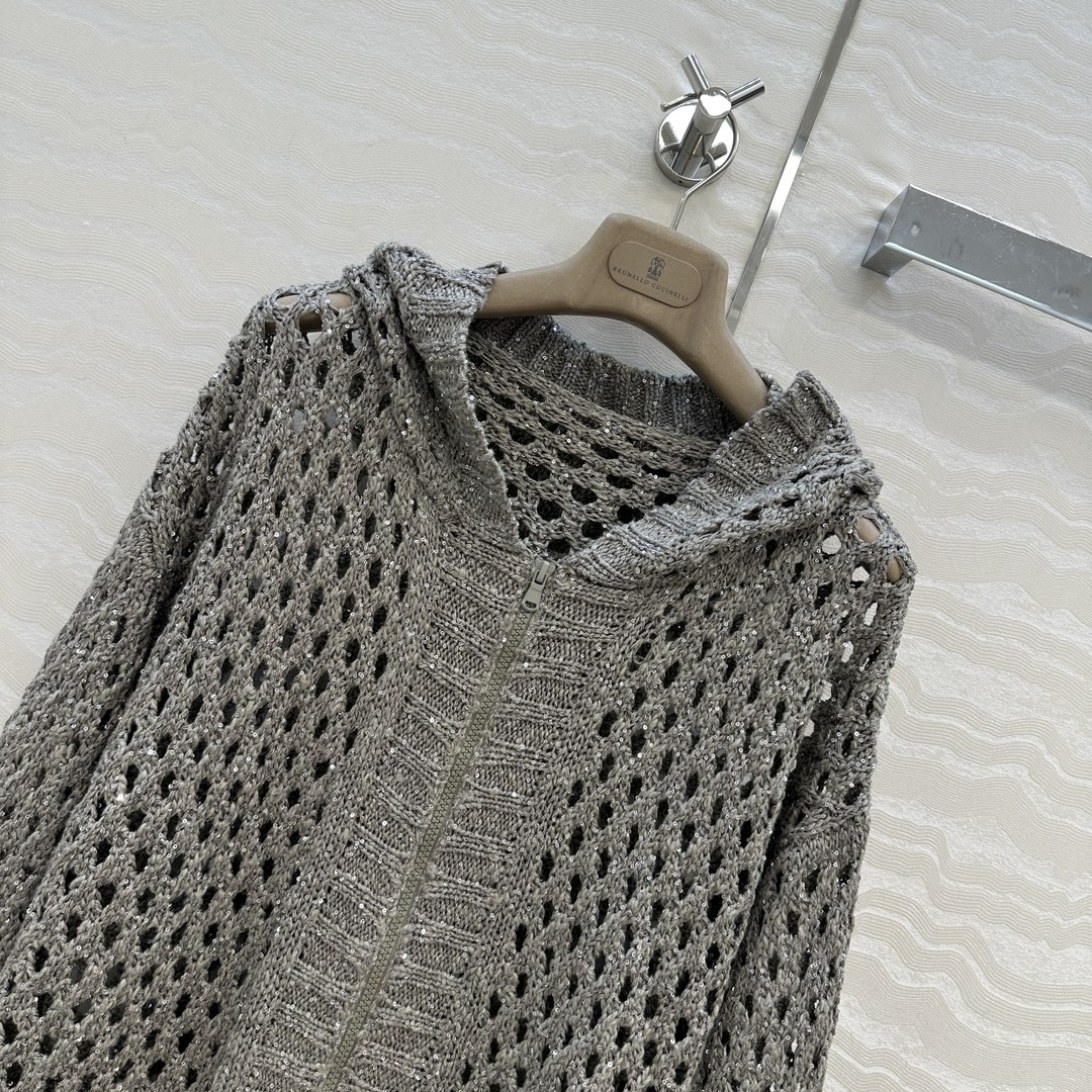 独家首发🍒高端原单品质！行走的高定 BC高智感穿搭！超重工的刺绣珠片钩花连帽针织外套⚠️徳国进口机打造编