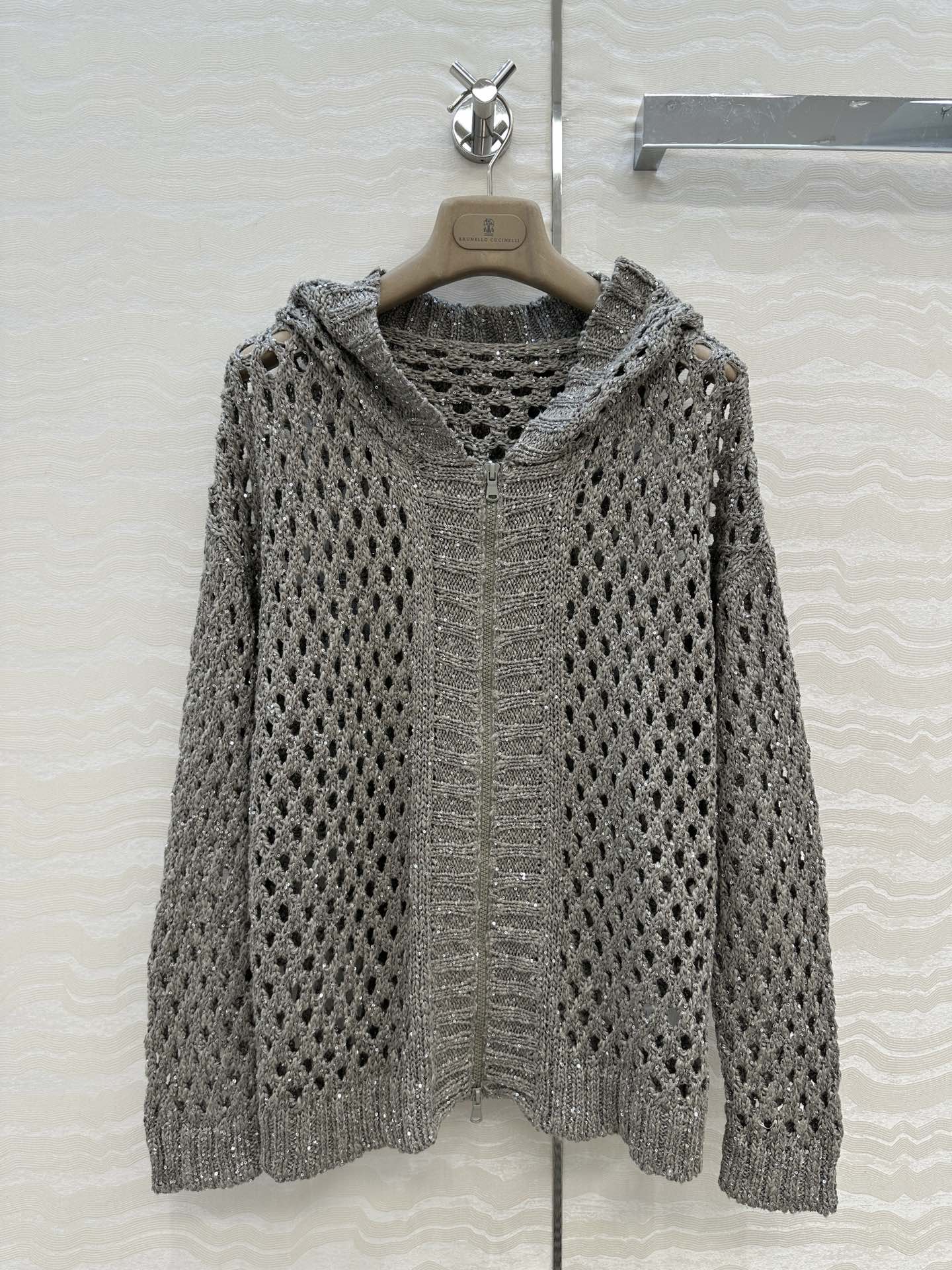 独家首发🍒高端原单品质！行走的高定 BC高智感穿搭！超重工的刺绣珠片钩花连帽针织外套⚠️徳国进口机打造编