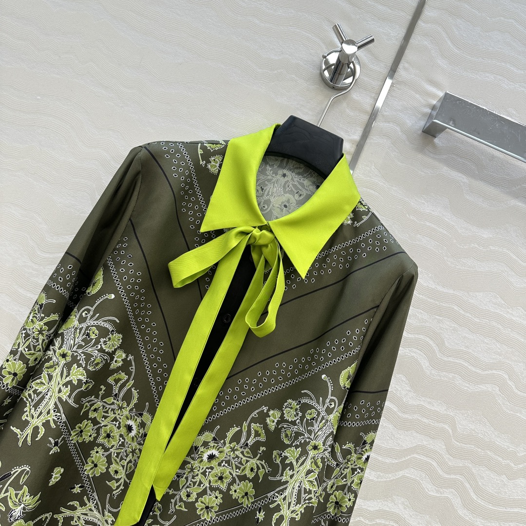 独家首发❤️原单品质💕GG浪漫度假森林绿印花真丝衬衫！全定位对花工艺，16姆米 100%真丝斜纹绸质感超