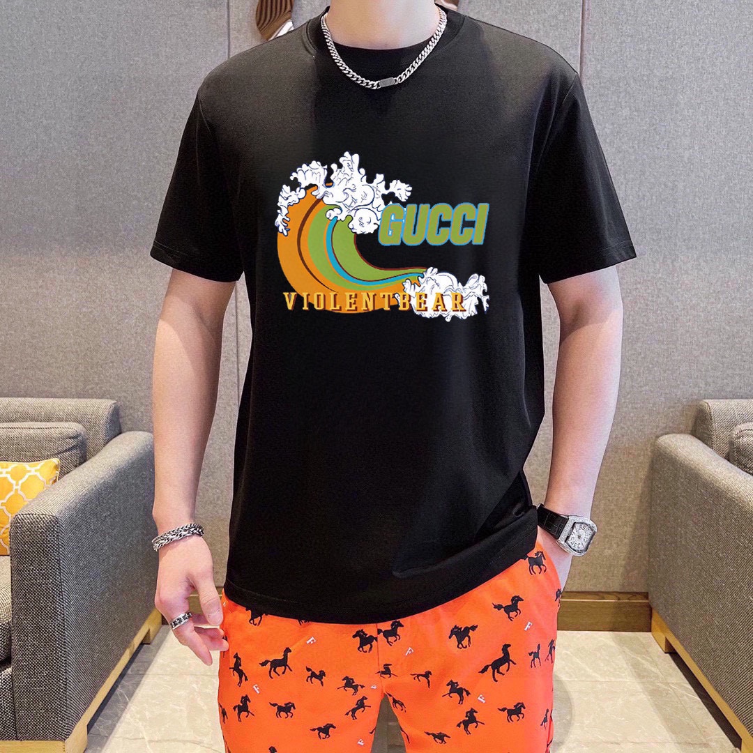 Gucci 品牌【GUCCI 古奇】(胖子福音) 男士休闲短袖T恤 2024春夏新品