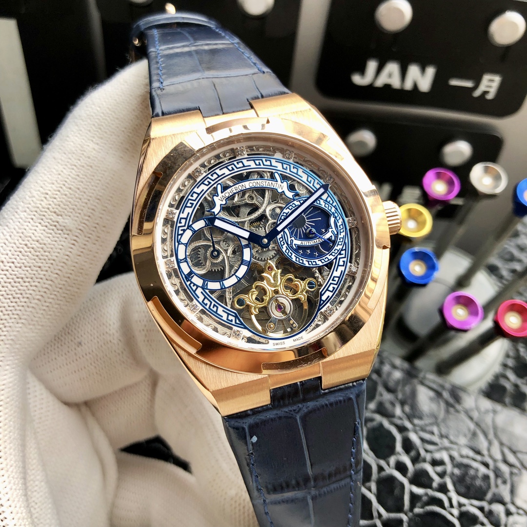 统一价：390💰
品牌：江诗丹顿----贵高端男表 ！奢华大气类型，精品顶级男士腕表，顶级镂空机械机芯 (稳定）顶级316精钢（耐用）矿物质超强镜面玻璃 （高清，耐磨）立体感强 独特设计6位大飞轮，真牛皮表带 走时精准，质量保证，直径43mm 厚度12mm！新款上架，欢迎载图[玫瑰][玫瑰]