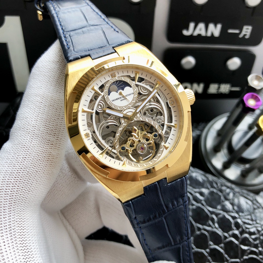 统一价：390💰
品牌：江诗丹顿----贵高端男表 ！奢华大气类型，精品顶级男士腕表，顶级镂空机械机芯 (稳定）顶级316精钢（耐用）矿物质超强镜面玻璃 （高清，耐磨）立体感强 独特设计6位大飞轮，真牛皮表带 走时精准，质量保证，直径43mm 厚度12mm！新款上架，欢迎载图[玫瑰][玫瑰]