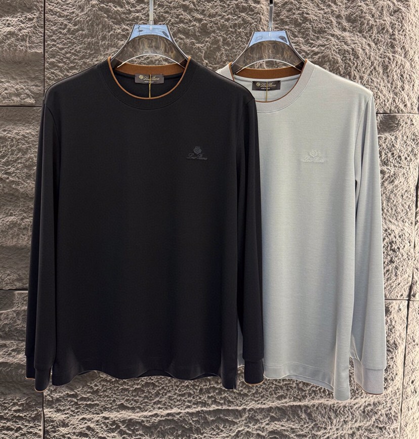 Loro Piana 诺悠翩雅 2025ss 秋冬新品男士羊毛长袖T恤针织圆领衫，高奢内敛低调，轻松驾驭