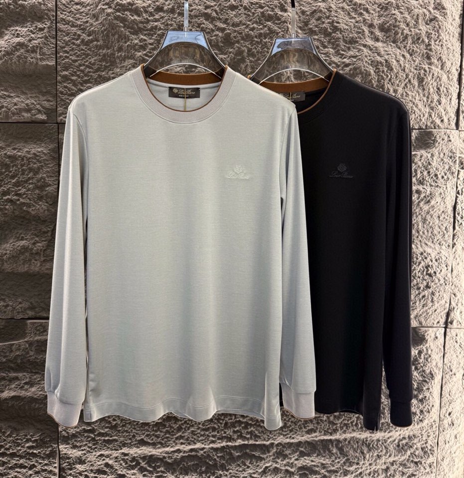 Loro Piana 诺悠翩雅 2025ss 秋冬新品男士羊毛长袖T恤针织圆领衫，高奢内敛低调，轻松驾驭