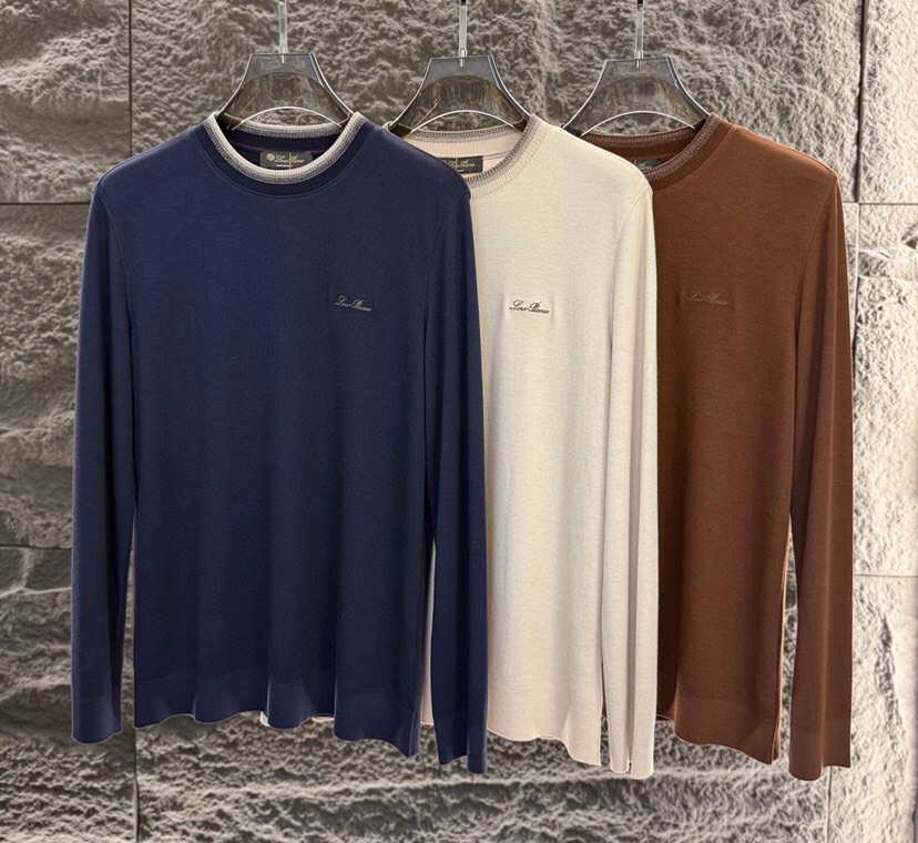 Loro Piana 诺悠翩雅 2025ss 秋冬新品男士羊绒长袖T恤针织圆领衫，高奢内敛低调，轻松驾驭