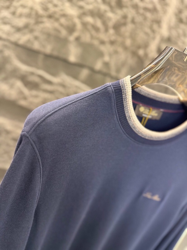Loro Piana 诺悠翩雅 2025ss 秋冬新品男士羊绒长袖T恤针织圆领衫，高奢内敛低调，轻松驾驭