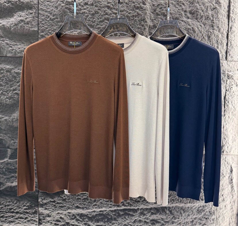 Loro Piana 诺悠翩雅 2025ss 秋冬新品男士羊绒长袖T恤针织圆领衫，高奢内敛低调，轻松驾驭