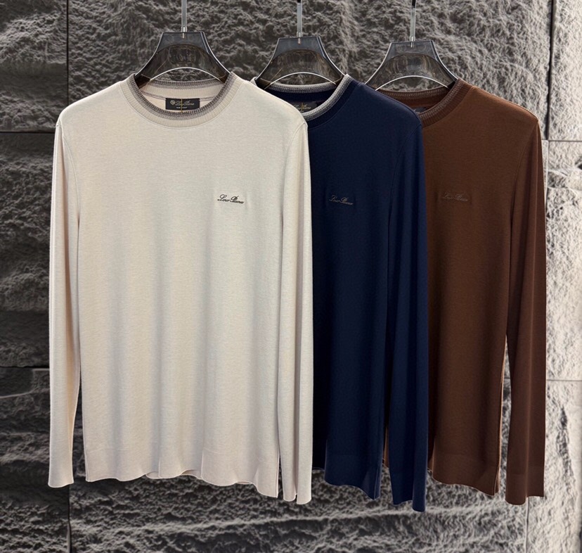Loro Piana 诺悠翩雅 2025ss 秋冬新品男士羊绒长袖T恤针织圆领衫，高奢内敛低调，轻松驾驭