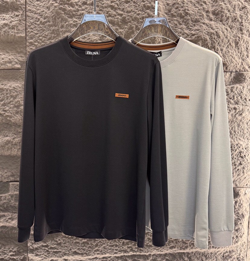 ZEGNA 杰尼亚2025ss 秋冬新品男士羊毛长袖T恤针织圆领衫，高奢内敛低调，轻松驾驭不挑人 裁剪精