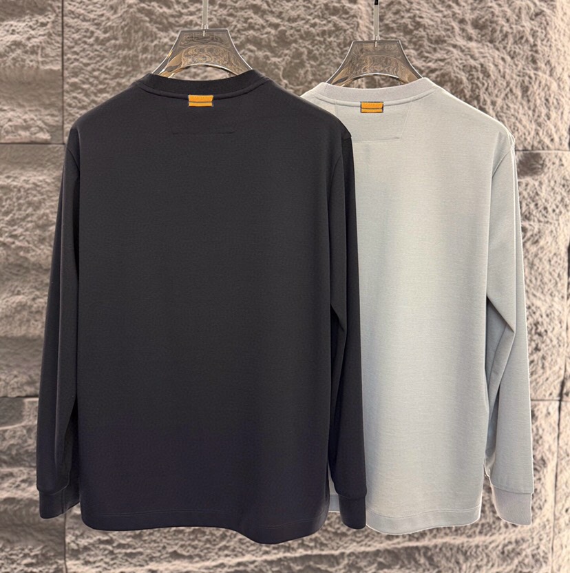 ZEGNA 杰尼亚2025ss 秋冬新品男士羊毛长袖T恤针织圆领衫，高奢内敛低调，轻松驾驭不挑人 裁剪精