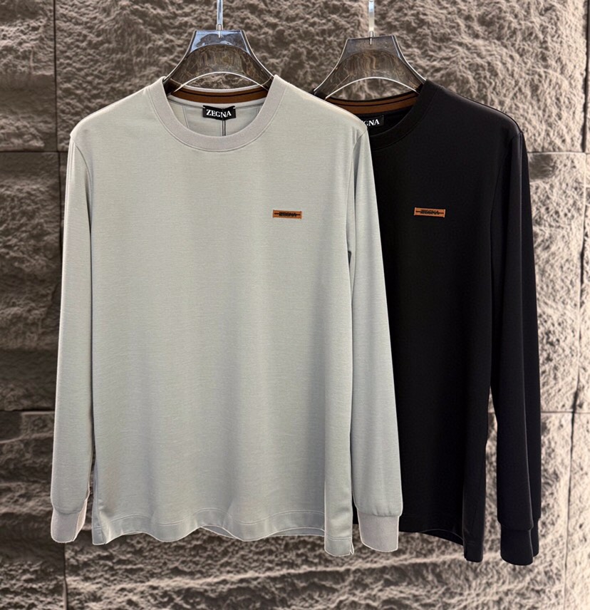 ZEGNA 杰尼亚2025ss 秋冬新品男士羊毛长袖T恤针织圆领衫，高奢内敛低调，轻松驾驭不挑人 裁剪精