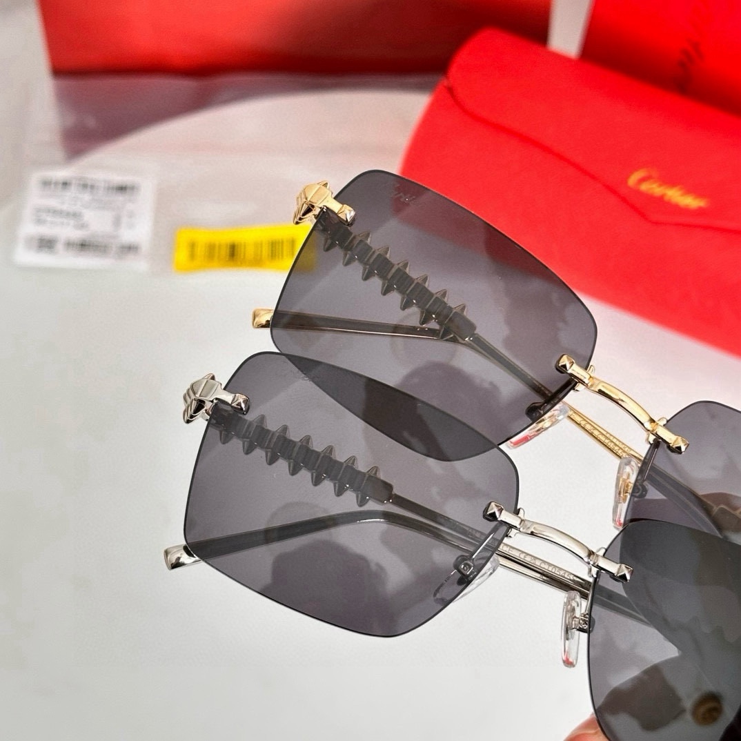 Cartier Rimless Metal Studded Sunglasses