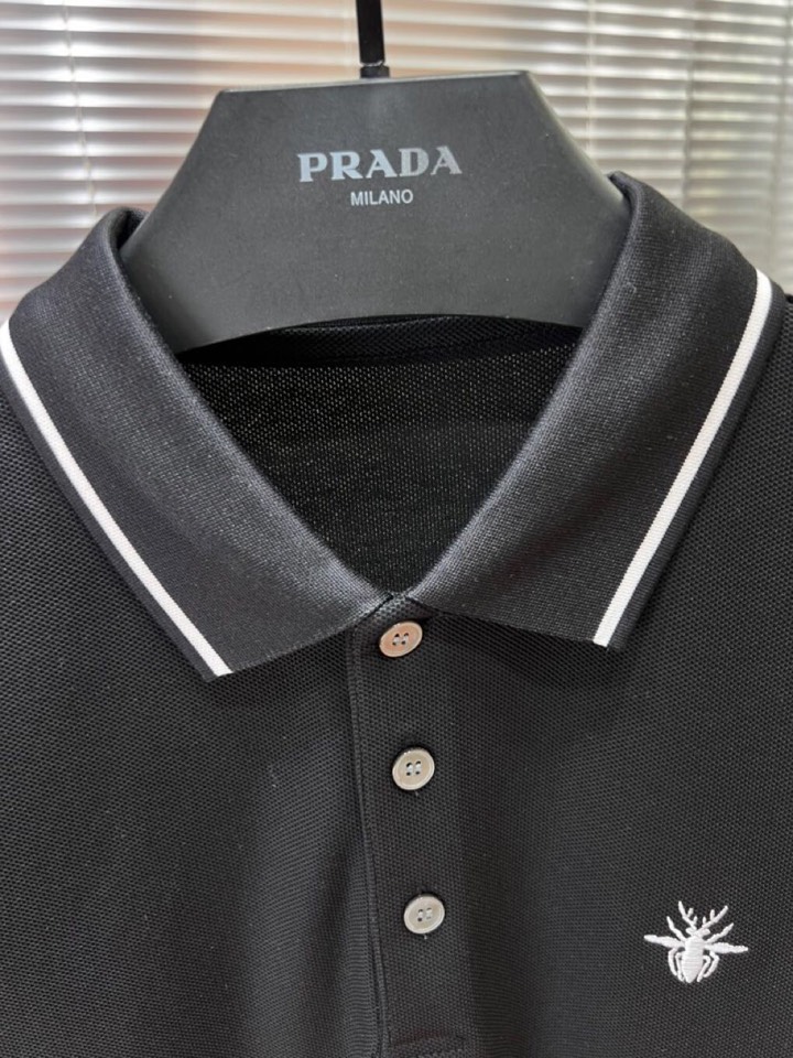 Dior 迪奥25春夏新款男士撞色珠地网眼棉短袖翻领T恤Polo衫，原版珠地棉面料，可商务可休闲！20经