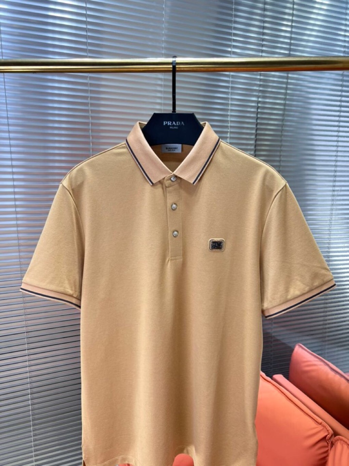 Burberry 巴宝莉25春夏新款男士撞色珠地网眼棉短袖翻领T恤Polo衫，原版珠地棉面料，可商务可休