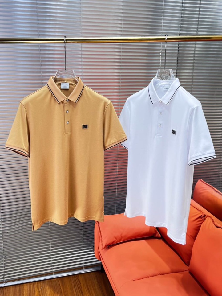 Burberry 巴宝莉25春夏新款男士撞色珠地网眼棉短袖翻领T恤Polo衫，原版珠地棉面料，可商务可休
