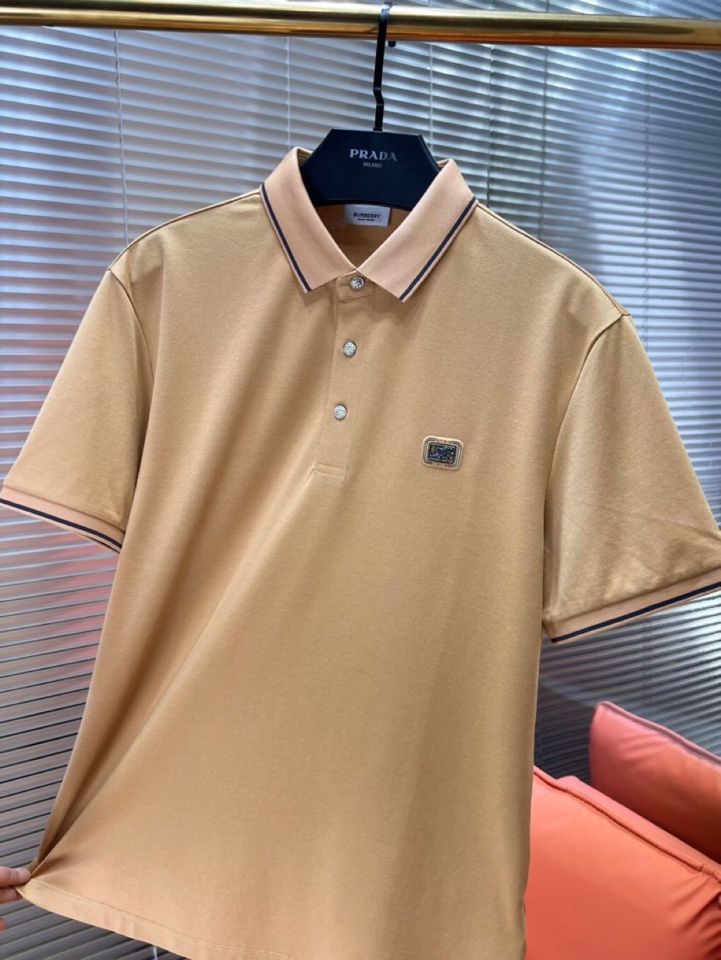 Burberry 巴宝莉25春夏新款男士撞色珠地网眼棉短袖翻领T恤Polo衫，原版珠地棉面料，可商务可休