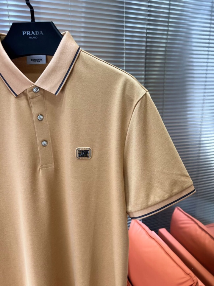 Burberry 巴宝莉25春夏新款男士撞色珠地网眼棉短袖翻领T恤Polo衫，原版珠地棉面料，可商务可休