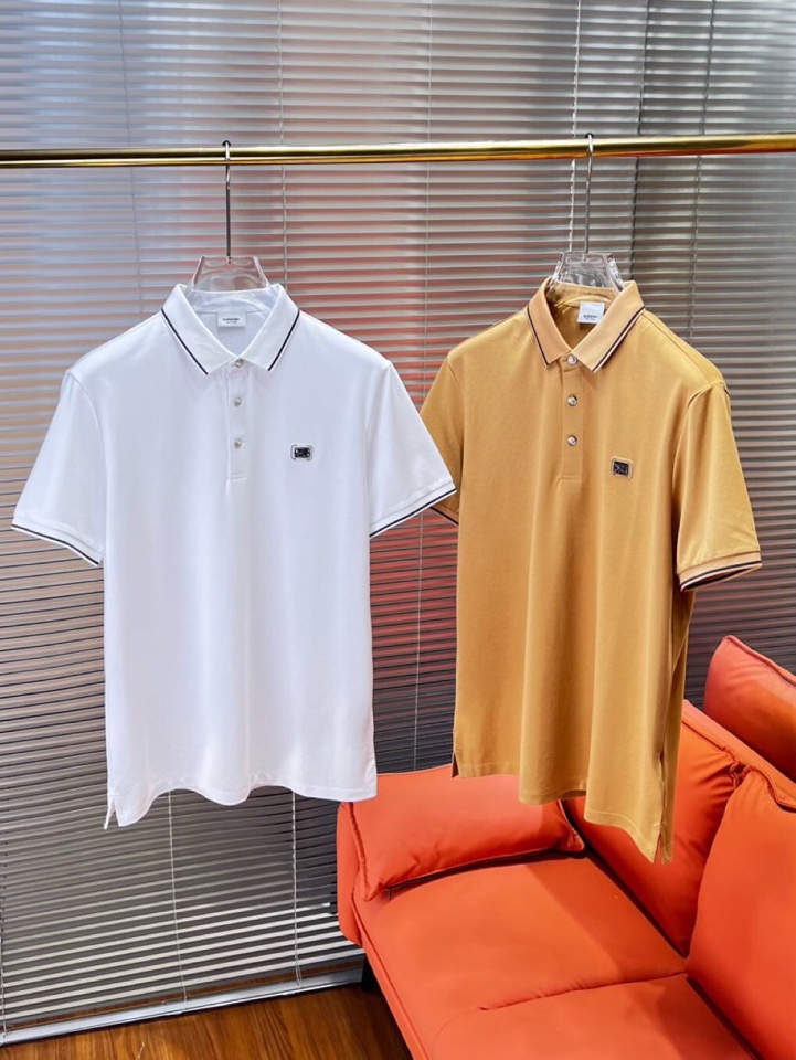 Burberry 巴宝莉25春夏新款男士撞色珠地网眼棉短袖翻领T恤Polo衫，原版珠地棉面料，可商务可休