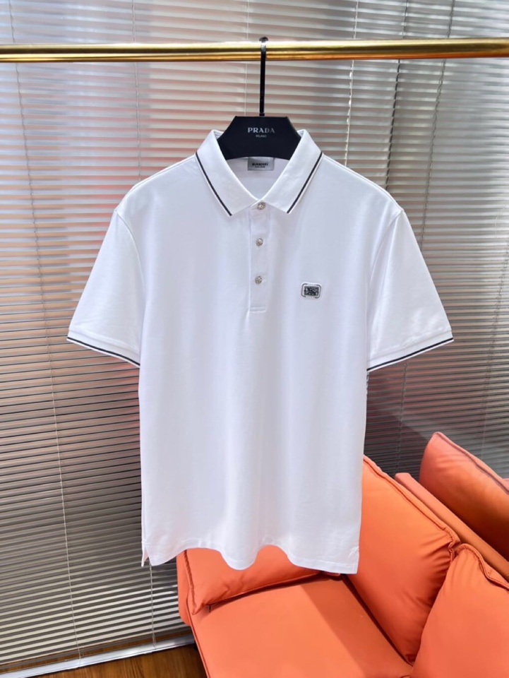 Burberry 巴宝莉25春夏新款男士撞色珠地网眼棉短袖翻领T恤Polo衫，原版珠地棉面料，可商务可休