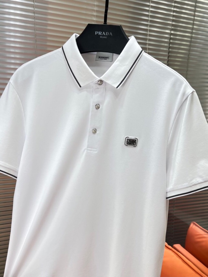 Burberry 巴宝莉25春夏新款男士撞色珠地网眼棉短袖翻领T恤Polo衫，原版珠地棉面料，可商务可休