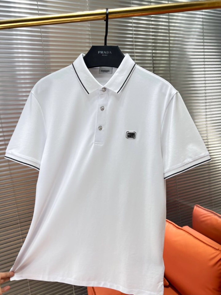 Burberry 巴宝莉25春夏新款男士撞色珠地网眼棉短袖翻领T恤Polo衫，原版珠地棉面料，可商务可休