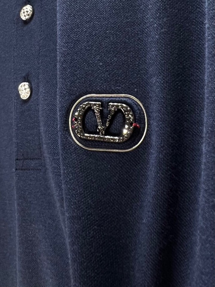 Valentino 华伦天奴25春夏新款男士撞色珠地网眼棉短袖翻领T恤Polo衫，原版珠地棉面料，可商务