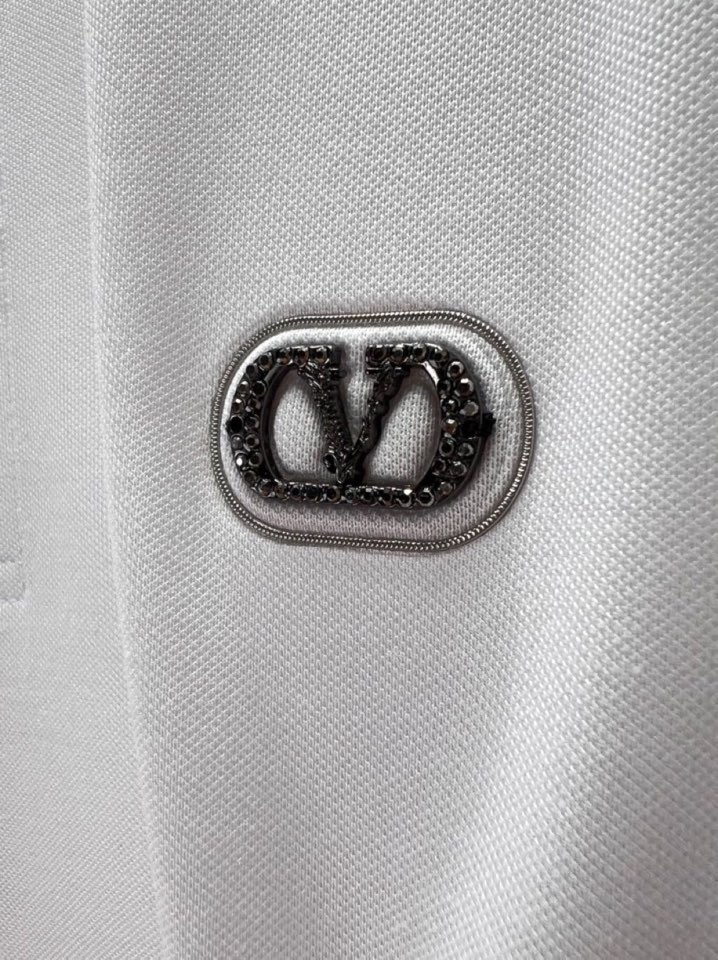 Valentino 华伦天奴25春夏新款男士撞色珠地网眼棉短袖翻领T恤Polo衫，原版珠地棉面料，可商务