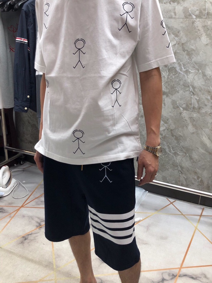 THOM BROWNE 汤姆布朗 TB小火柴人色织短裤 男女同款情侣款休闲短裤码数：0-5   颜色：蓝