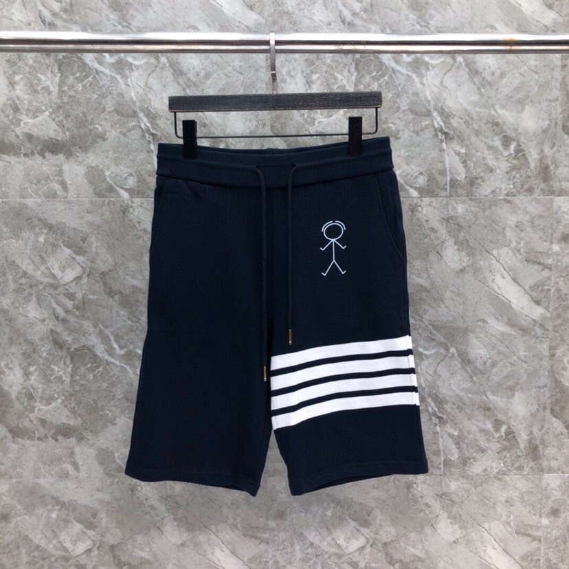 THOM BROWNE 汤姆布朗 TB小火柴人色织短裤 男女同款情侣款休闲短裤码数：0-5   颜色：蓝