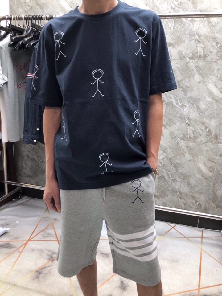 THOM BROWNE 汤姆布朗 TB小火柴人色织短裤 男女同款情侣款休闲短裤码数：0-5   颜色：蓝