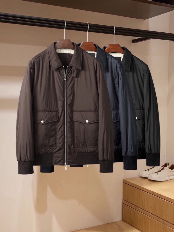 Brunello Cucinelli BC\n秋冬新款骆驼绒棉服夹克男士短款时尚休闲商务翻领夹克外套\n